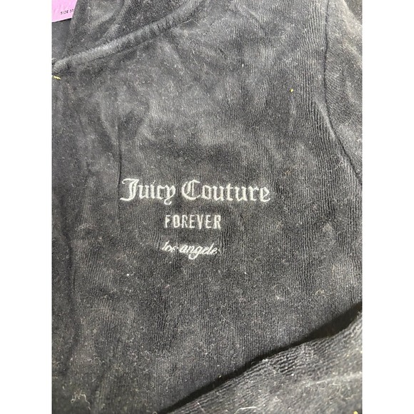 Juicy Couture x Forever 21 Black Velour Rhinestone Hooded Zip Up Jacket size M - Picture 6 of 7